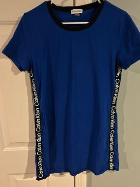Calvin Klein Royal Blue Short Sleeve Tee with Black Logo Trim